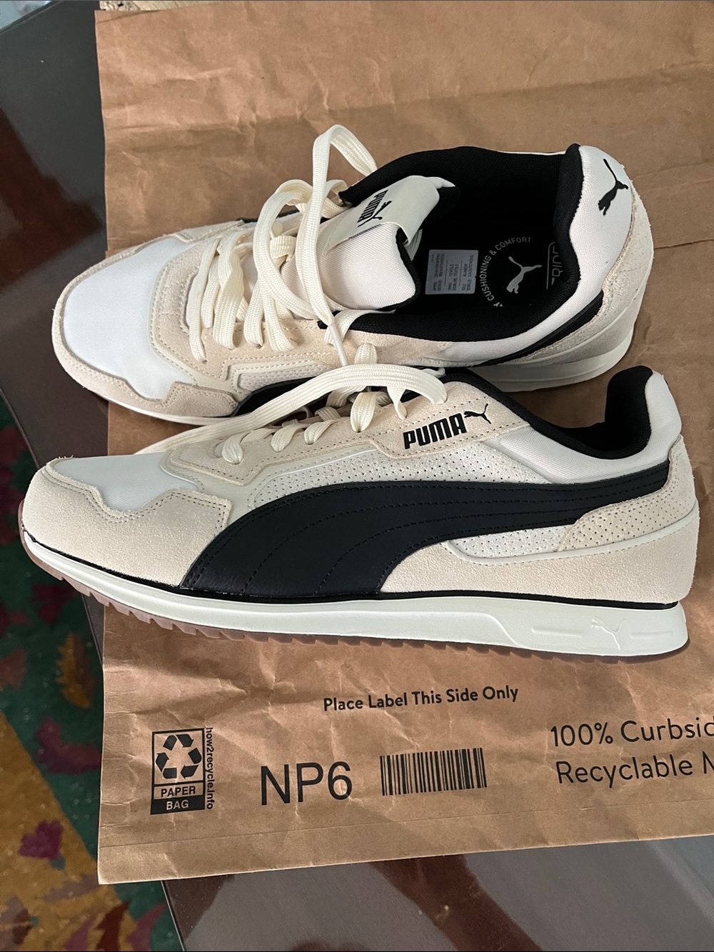 Puma Women’s Cream and Black Classic Runner Sneakers